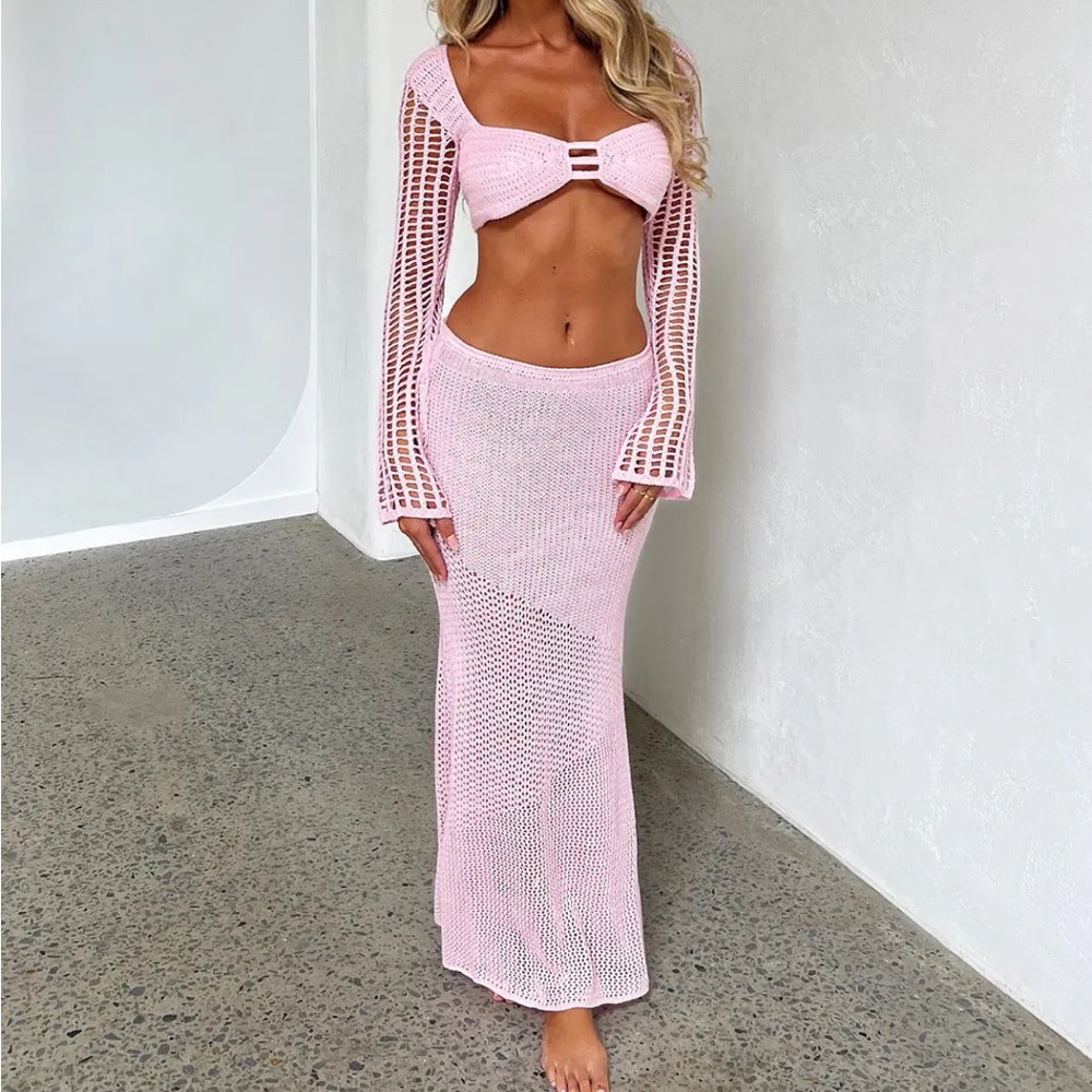 White fox set top small bottom xs